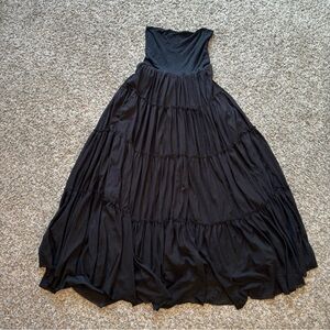 Studio Y Black Boho A line Tiered Maxi Skirt